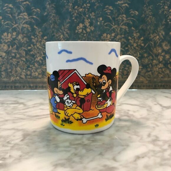Vintage Disney Mickey and Pluto Ceramic Mug - Picture 1 of 5